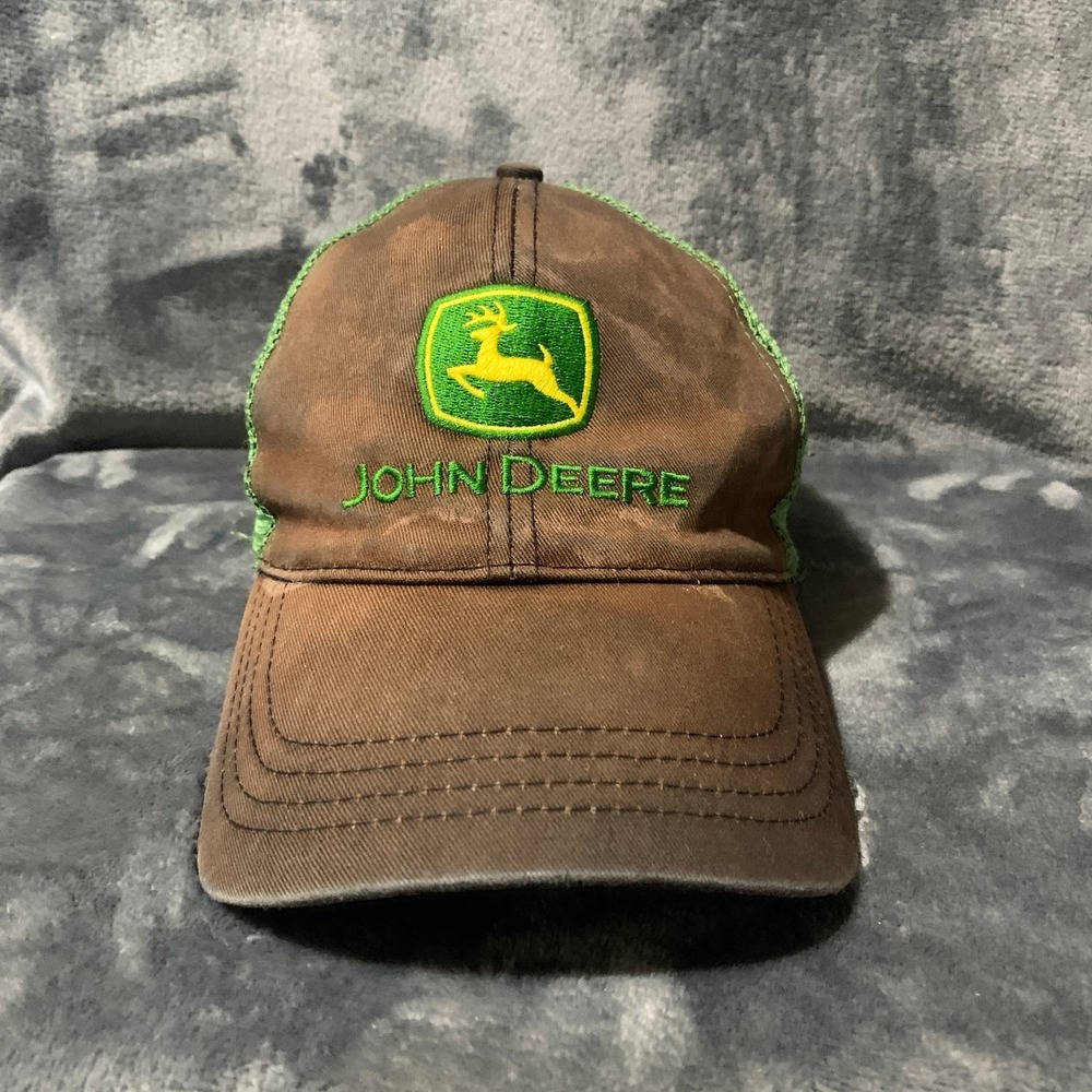 John Deere Trucker Hat Cap Brown Green Mesh Yellowstone County Implement OSFA